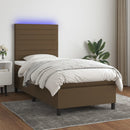 vidaXL barna szövet rugós és LED-es ágy matraccal 80 x 200 cm