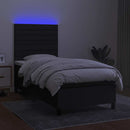 vidaXL fekete szövet rugós és LED-es ágy matraccal 90x190 cm