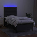 vidaXL fekete szövet rugós és LED-es ágy matraccal 90x190 cm
