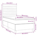 vidaXL tópszínű szövet rugós és LED-es ágy matraccal 90x190 cm