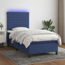 vidaXL kék szövet rugós és LED-es ágy matraccal 90x190 cm