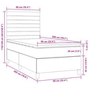 vidaXL barna szövet rugós és LED-es ágy matraccal 90x200 cm