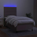 vidaXL tópszínű szövet rugós és LED-es ágy matraccal 90x200 cm