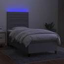 vidaXL világosszürke szövet rugós és LED-es ágy matraccal 100x200 cm