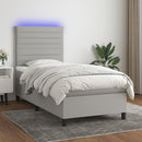 vidaXL világosszürke szövet rugós és LED-es ágy matraccal 100x200 cm