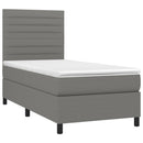 vidaXL sötétszürke szövet rugós és LED-es ágy matraccal 100x200 cm
