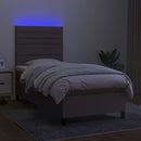 vidaXL tópszínű szövet rugós és LED-es ágy matraccal 100x200 cm