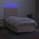 vidaXL krémszínű szövet rugós és LED-es ágy matraccal 100x200 cm