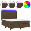 vidaXL barna szövet rugós és LED-es ágy matraccal 140x190 cm