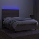 vidaXL tópszínű szövet rugós és LED-es ágy matraccal 140x190cm