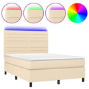 vidaXL krémszínű szövet rugós és LED-es ágy matraccal 140x190cm