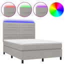 vidaXL világosszürke szövet rugós és LED-es ágy matraccal 140x200 cm