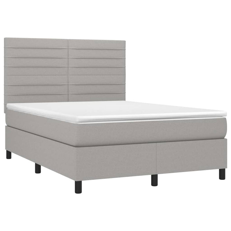 vidaXL világosszürke szövet rugós és LED-es ágy matraccal 140x200 cm