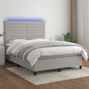 vidaXL világosszürke szövet rugós és LED-es ágy matraccal 140x200 cm
