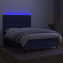 vidaXL kék szövet rugós és LED-es ágy matraccal 140x200 cm