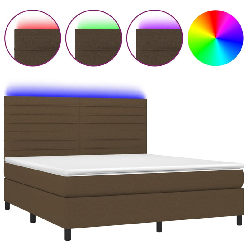 vidaXL barna szövet rugós és LED-es ágy matraccal 160x200 cm