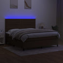 vidaXL barna szövet rugós és LED-es ágy matraccal 160x200 cm