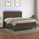 vidaXL barna szövet rugós és LED-es ágy matraccal 160x200 cm