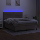 vidaXL tópszínű szövet rugós és LED-es ágy matraccal 160x200 cm