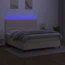 vidaXL krémszínű szövet rugós és LED-es ágy matraccal 160x200 cm