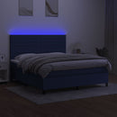 vidaXL kék szövet rugós és LED-es ágy matraccal 160x200 cm