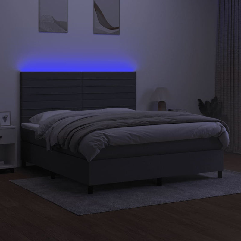 vidaXL sötétszürke szövet rugós és LED-es ágy matraccal 180 x 200 cm
