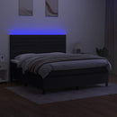 vidaXL fekete szövet rugós és LED-es ágy matraccal 180 x 200 cm