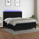vidaXL fekete szövet rugós és LED-es ágy matraccal 180 x 200 cm