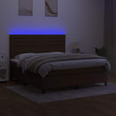 vidaXL barna szövet rugós és LED-es ágy matraccal 180 x 200 cm