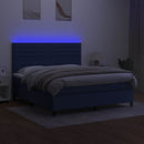 vidaXL kék szövet rugós és LED-es ágy matraccal 180 x 200 cm