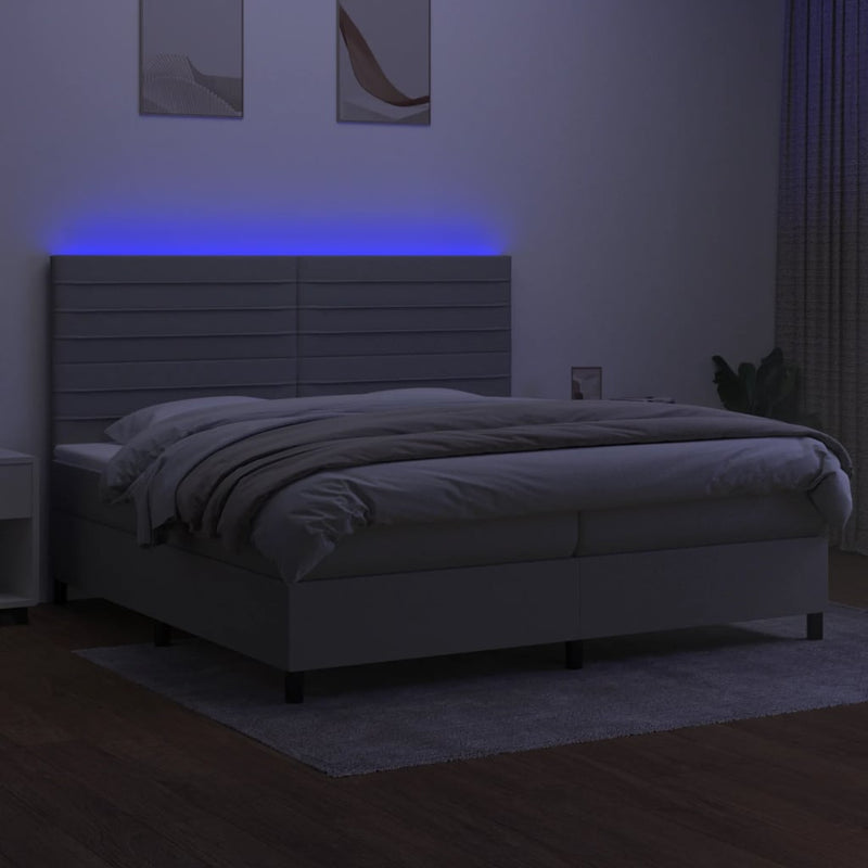 vidaXL világosszürke szövet rugós és LED-es ágy matraccal 200x200 cm