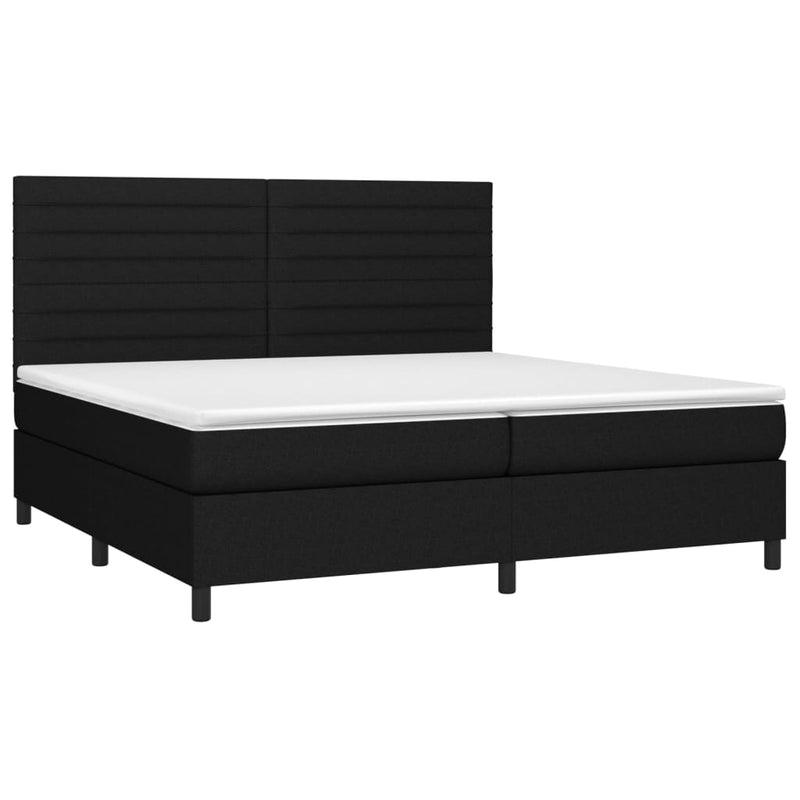 vidaXL fekete szövet rugós és LED-es ágy matraccal 200x200 cm