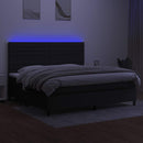 vidaXL fekete szövet rugós és LED-es ágy matraccal 200x200 cm