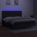 vidaXL fekete szövet rugós és LED-es ágy matraccal 200x200 cm
