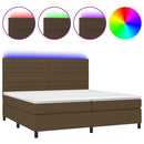 vidaXL barna szövet rugós és LED-es ágy matraccal 200x200 cm