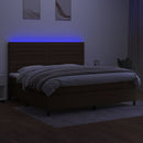 vidaXL barna szövet rugós és LED-es ágy matraccal 200x200 cm