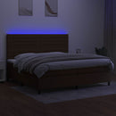 vidaXL barna szövet rugós és LED-es ágy matraccal 200x200 cm