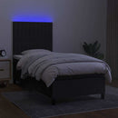vidaXL fekete szövet rugós és LED-es ágy matraccal 80 x 200 cm
