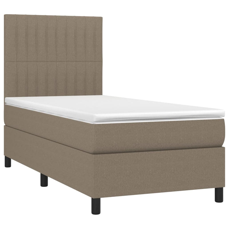 vidaXL tópszínű szövet rugós és LED-es ágy matraccal 80 x 200 cm