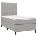 vidaXL világosszürke szövet rugós és LED-es ágy matraccal 90x190 cm