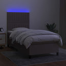 vidaXL tópszínű szövet rugós és LED-es ágy matraccal 90x190 cm