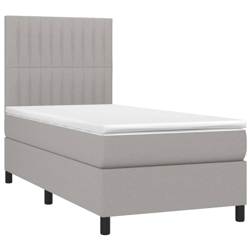 vidaXL világosszürke szövet rugós és LED-es ágy matraccal 90x200 cm