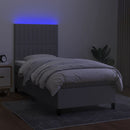 vidaXL világosszürke szövet rugós és LED-es ágy matraccal 90x200 cm