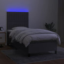 vidaXL sötétszürke szövet rugós és LED-es ágy matraccal 90x200 cm