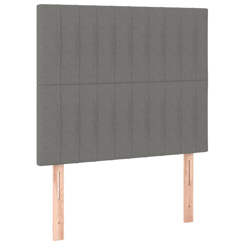 vidaXL sötétszürke szövet rugós és LED-es ágy matraccal 90x200 cm