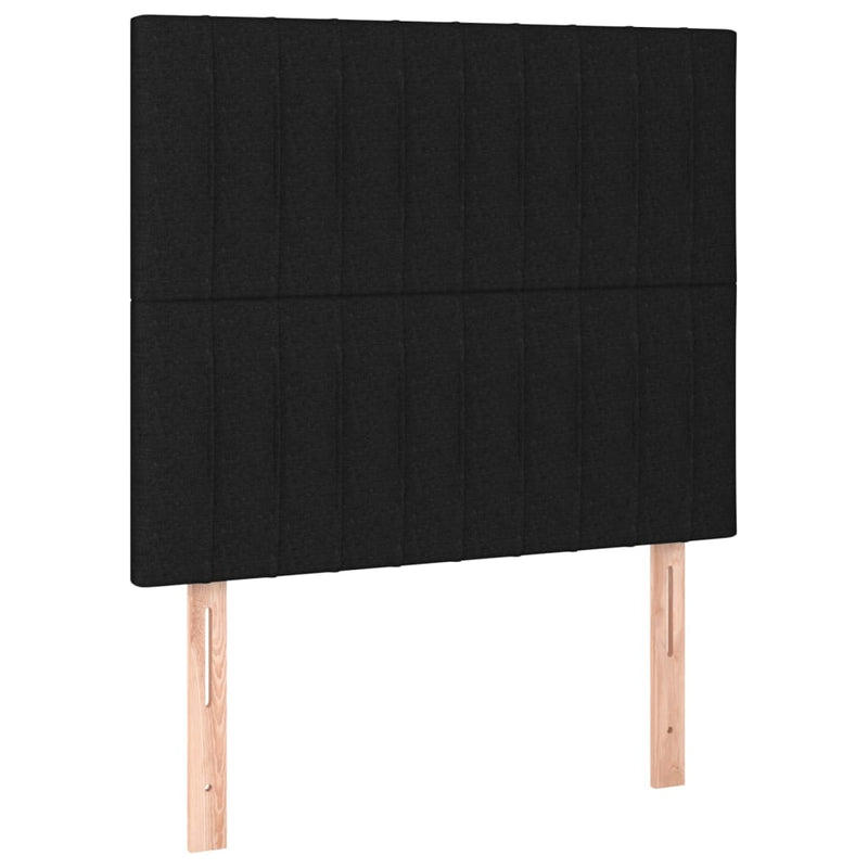 vidaXL fekete szövet rugós és LED-es ágy matraccal 90x200 cm
