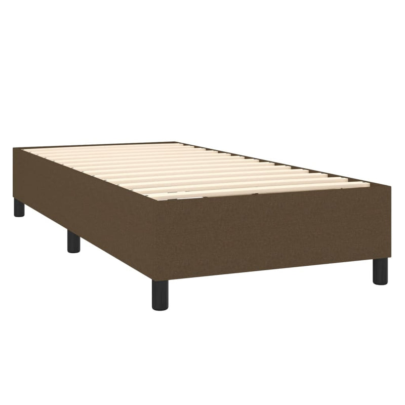 vidaXL barna szövet rugós és LED-es ágy matraccal 90x200 cm