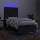 vidaXL fekete szövet rugós és LED-es ágy matraccal 100x200 cm