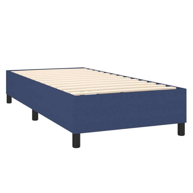vidaXL kék szövet rugós és LED-es ágy matraccal 100x200 cm