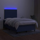 vidaXL kék szövet rugós és LED-es ágy matraccal 120 x 200 cm